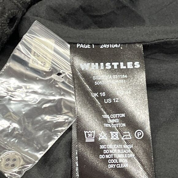 Whistles Page Size 12 US Eyelet Frill Broderie Dress Black Cotton Keyhole Zip - Picture 13 of 14